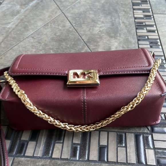 Michael Kors Sonia Medium Leather Shoulder Bag Merlot - Picture 5 of 16